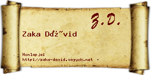 Zaka Dávid névjegykártya